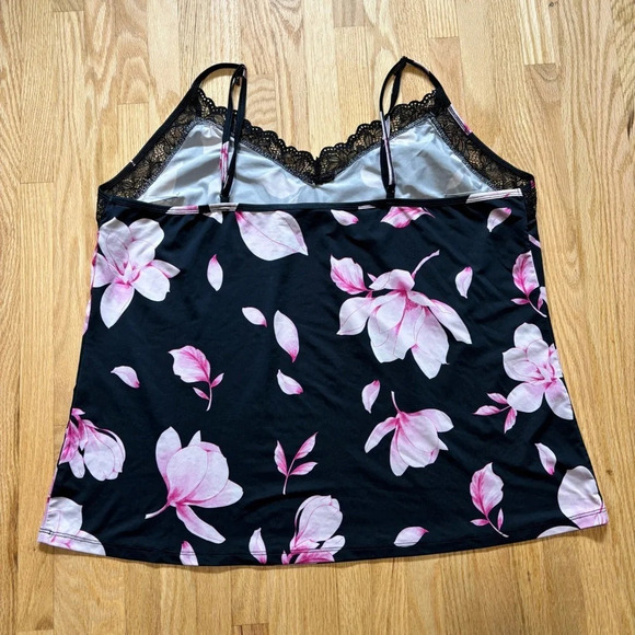 La Vie En Rose Silky Spaghetti Strap Floral Tops - Picture 7 of 7